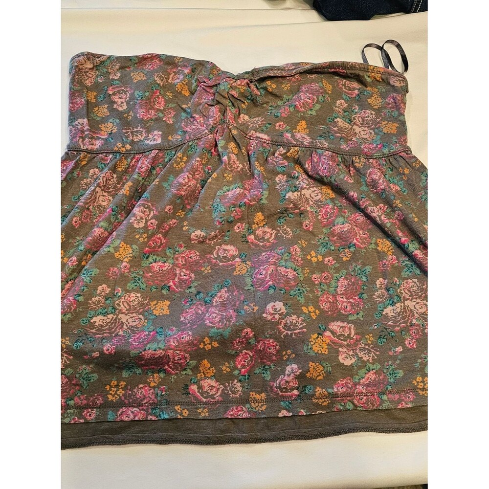 Floral Strapless Tie-Front Bustier Tube Top
